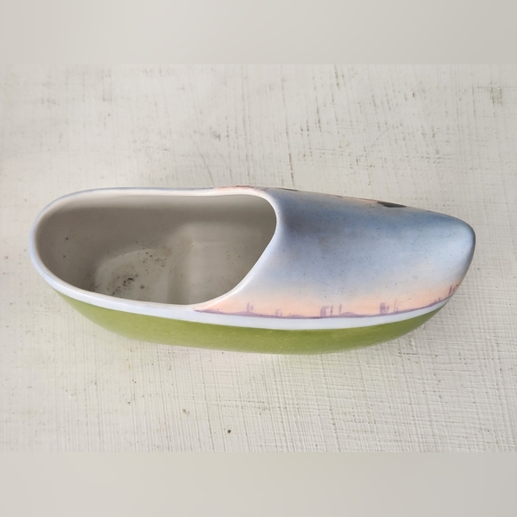 Vintage Porcelain Dutch Clog Shoe Planter Hand Painted Netherlands - Picture 4 of 5